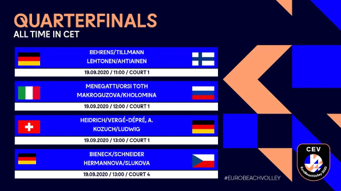 CEV EuroBeachVolley quarterfinals live exclusively on Eurovolley.tv