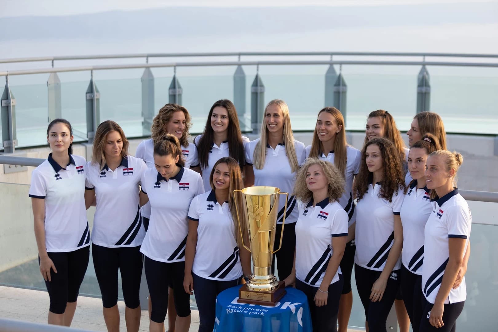 EuroVolley trophy on display at iconic Skywalk Biokovo, Croatia